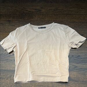 Zara Cream Crop Fitted T-Shirt